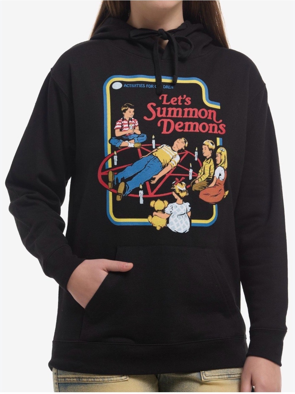 Let's Summon Demons Graphic Hoodie - Black Halloween Novelty Dark Humor Unisex